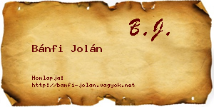 Bánfi Jolán névjegykártya